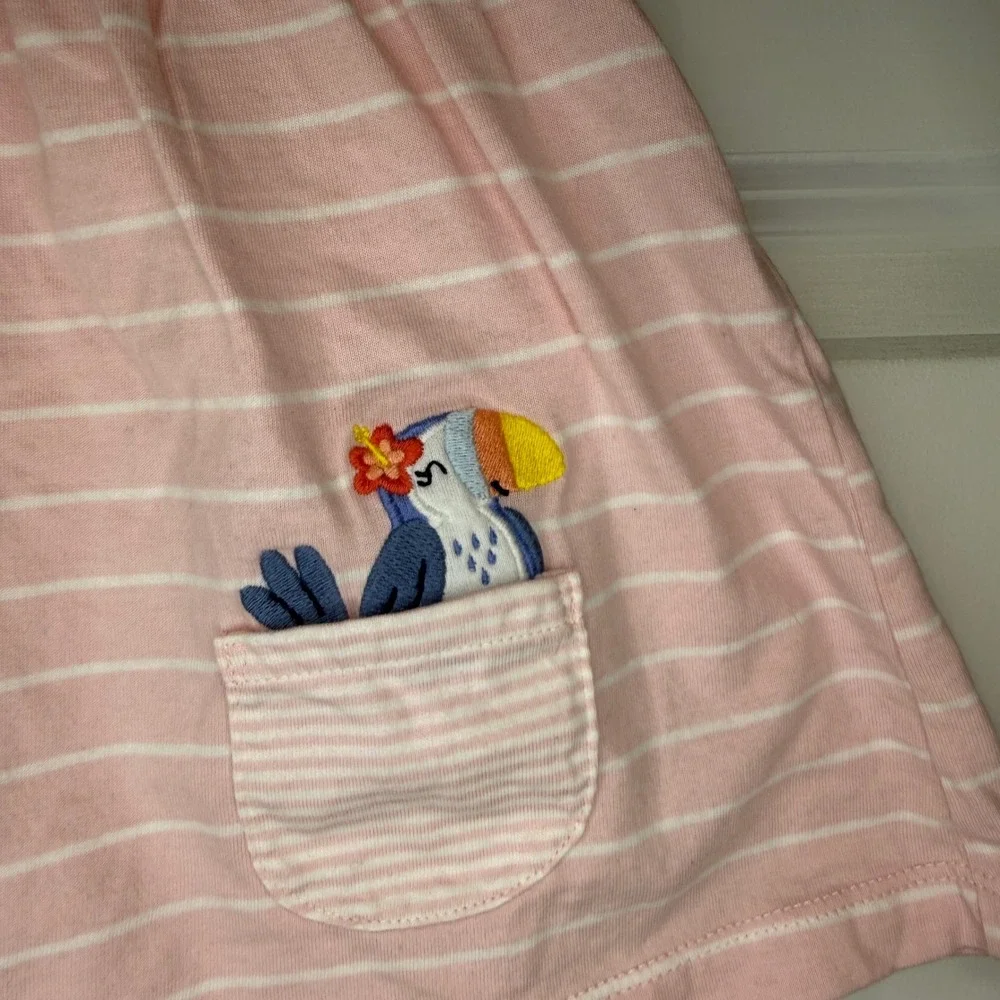 Carters Baby Girl Pink Striped Toucan Pocket Dress Bodysuit Size 24 Months‎